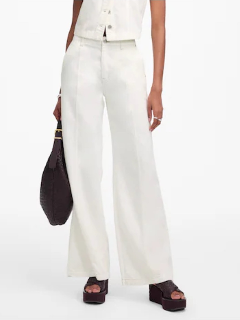Madewell Petite Wide Leg Trousers Airy Denim Edition Women’s 33P Pants White